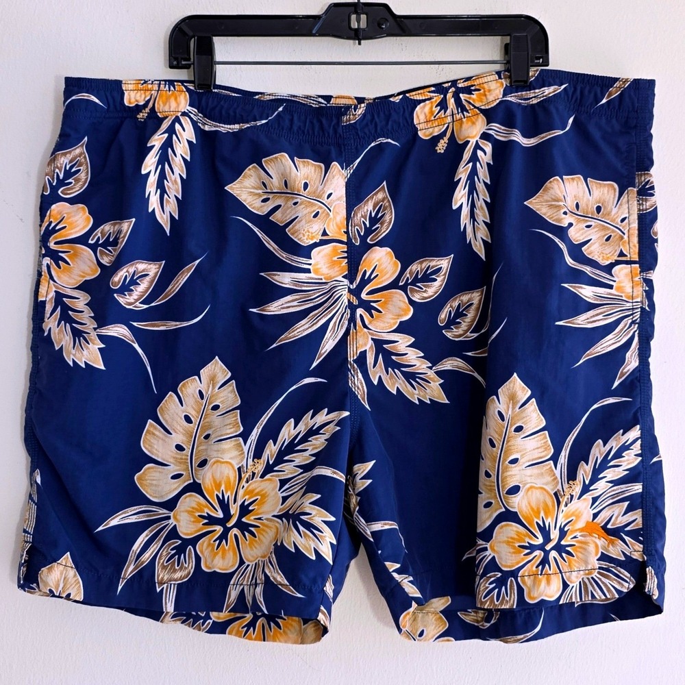 Tommy Bahama 5.5" Swim Trunks Shorts Mens XL Navy  Tropical Hibiscus Floral EUC - Picture 6 of 11